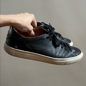 Beckett Simonon Reid Black Leather Low-Top Sneakers with Cream Sole